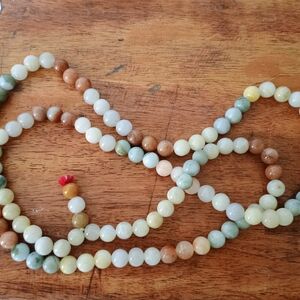 Elegant Multicolor Jade Beaded Necklace 24" Loop